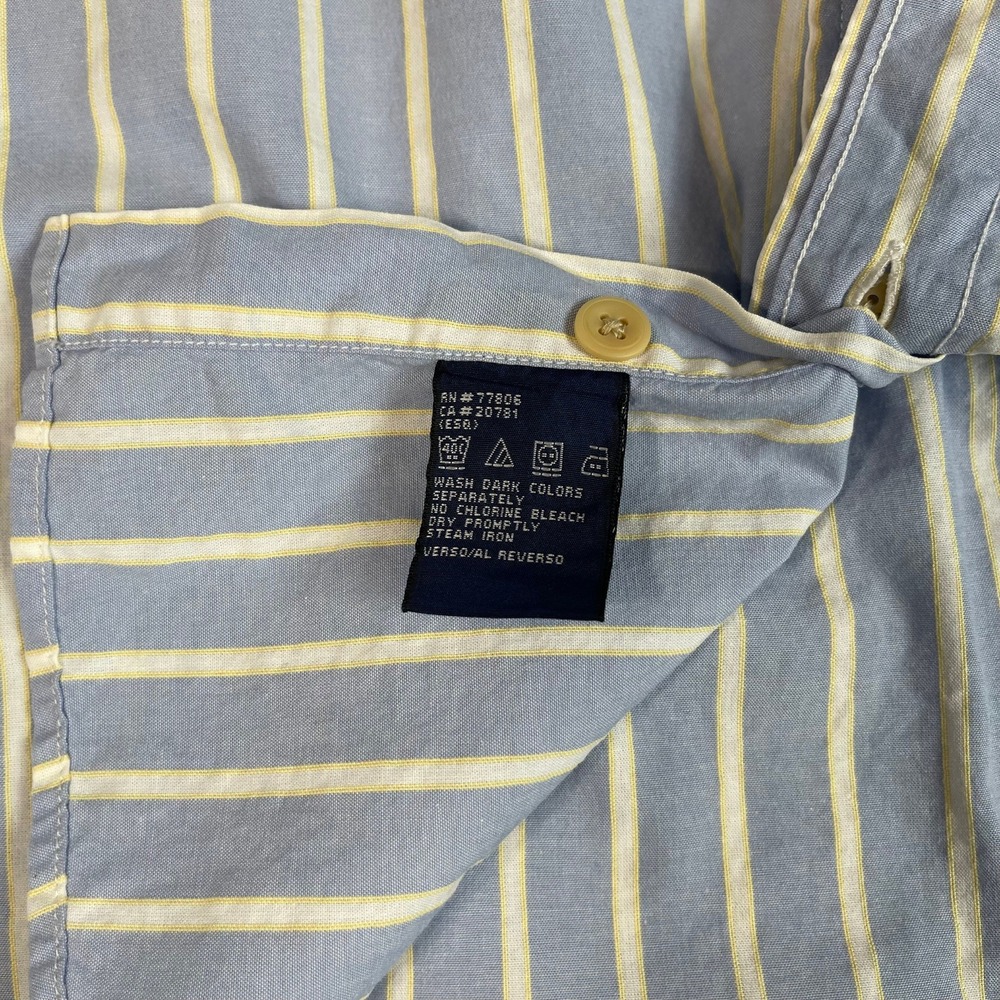 Tommy Hilfiger Mens Button Down Shirt XL Blue White Stripe Pocket Logo Casual - Picture 12 of 12
